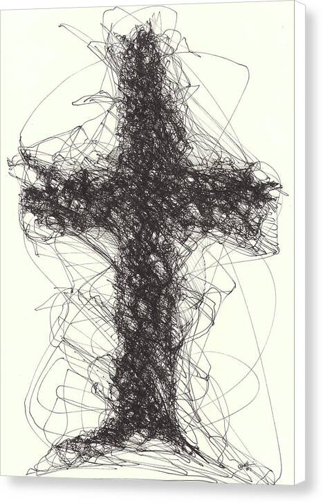 Chaos Order Cross 01 - Black and White - Canvas Print