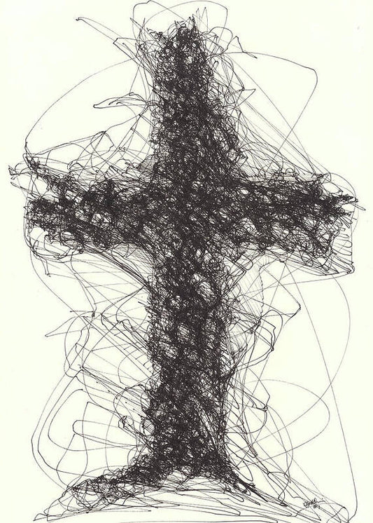 Chaos Order Cross 01 - Black and White - Art Print