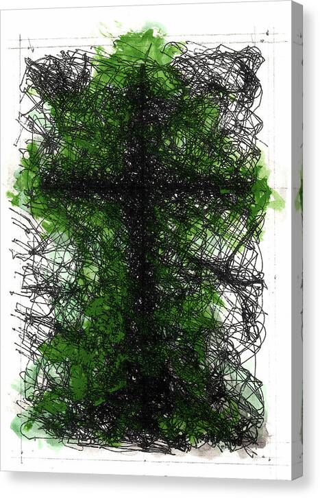 Chaos Order Cross 02 - Joyful Green - Canvas Print