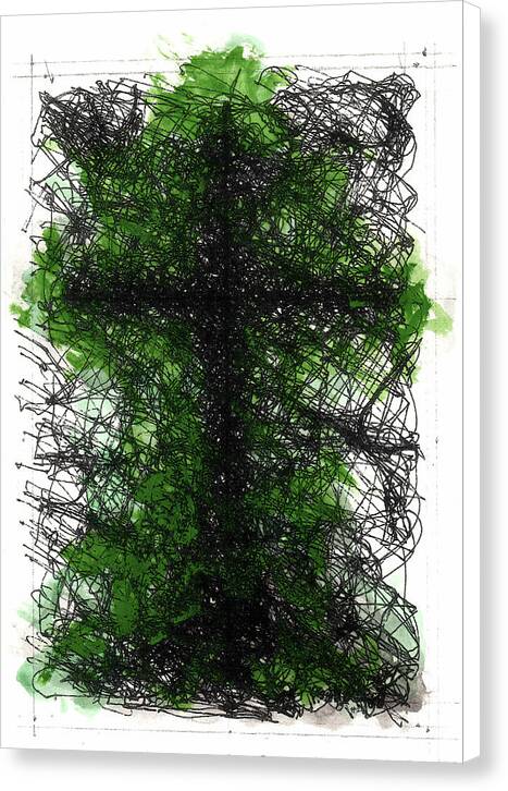 Chaos Order Cross 02 - Joyful Green - Canvas Print