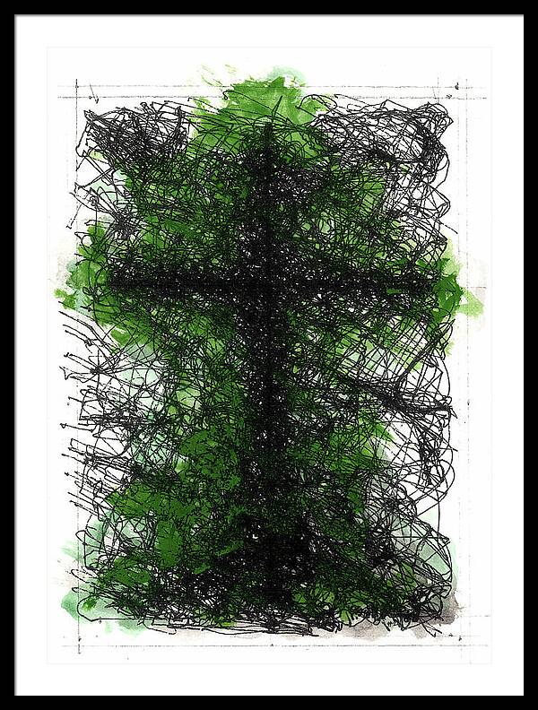 Chaos Order Cross 02 - Joyful Green - Framed Print