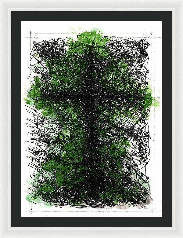 Chaos Order Cross 02 - Joyful Green - Framed Print
