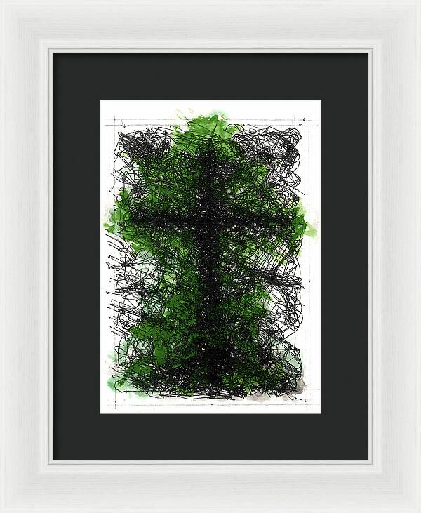 Chaos Order Cross 02 - Joyful Green - Framed Print