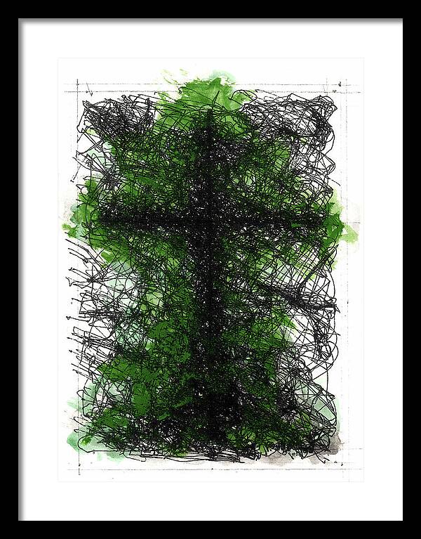 Chaos Order Cross 02 - Joyful Green - Framed Print