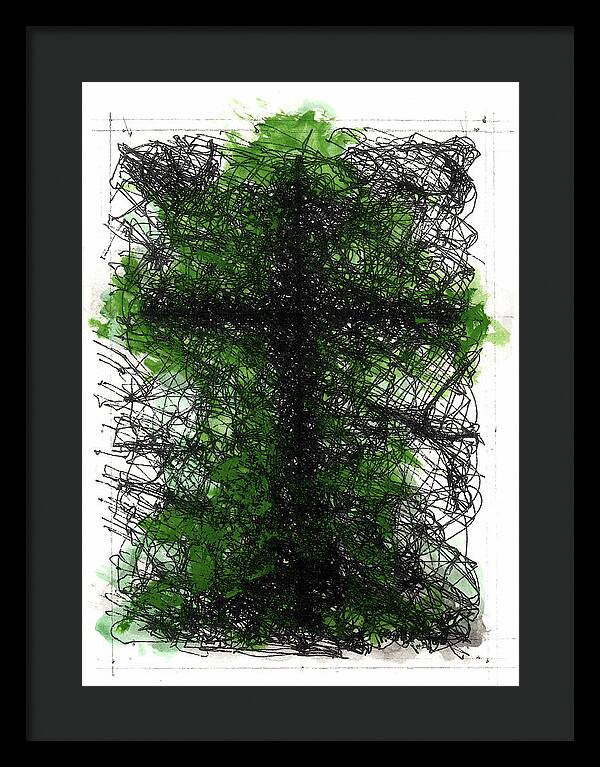 Chaos Order Cross 02 - Joyful Green - Framed Print