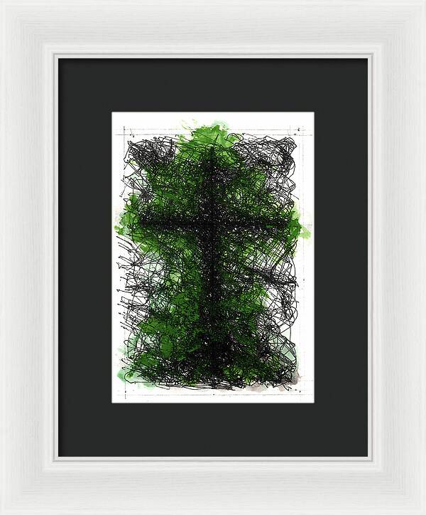 Chaos Order Cross 02 - Joyful Green - Framed Print