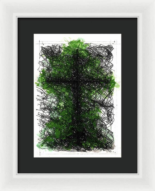 Chaos Order Cross 02 - Joyful Green - Framed Print