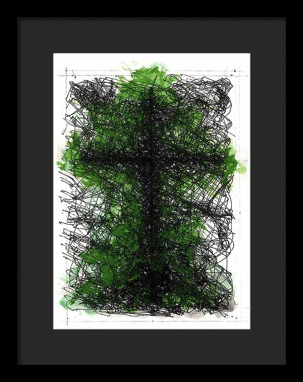 Chaos Order Cross 02 - Joyful Green - Framed Print
