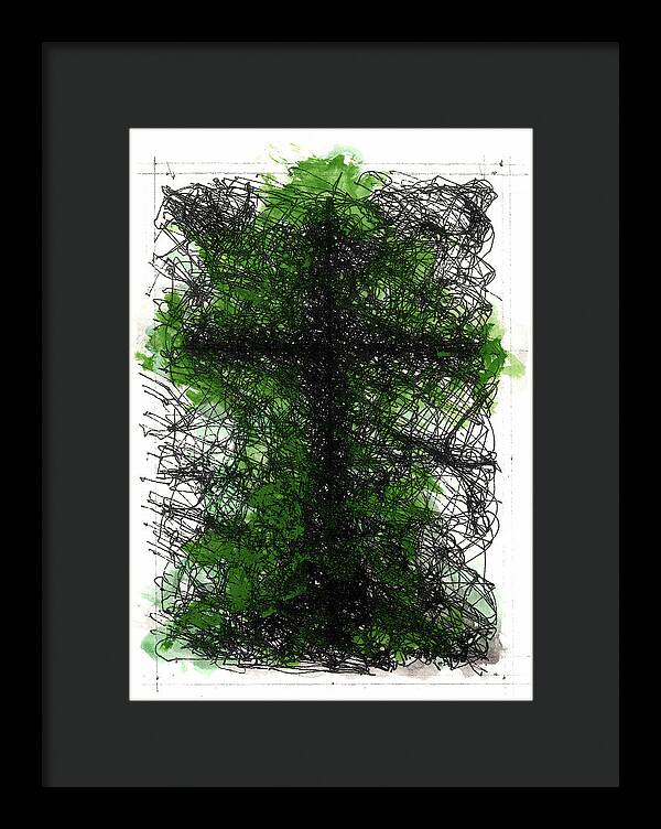 Chaos Order Cross 02 - Joyful Green - Framed Print