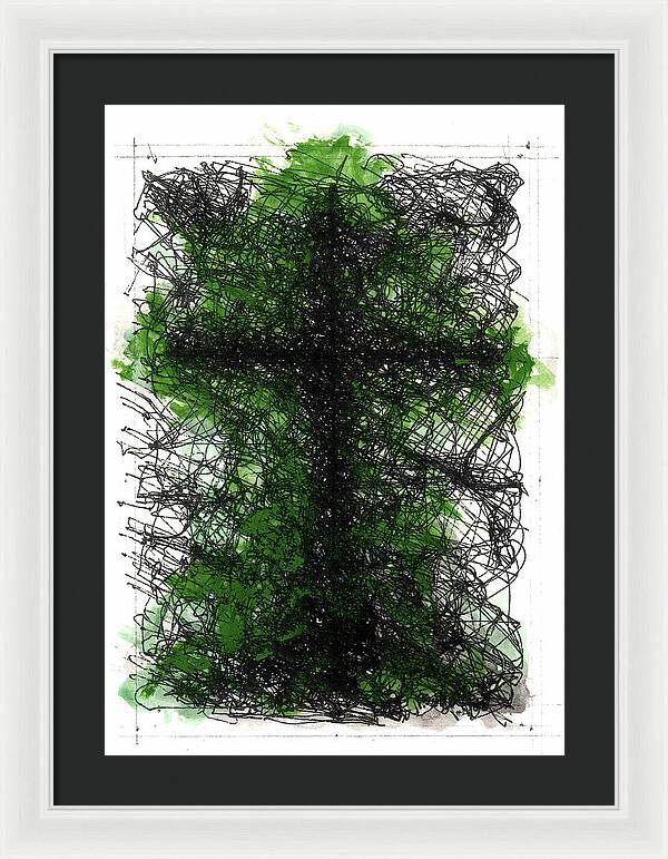 Chaos Order Cross 02 - Joyful Green - Framed Print