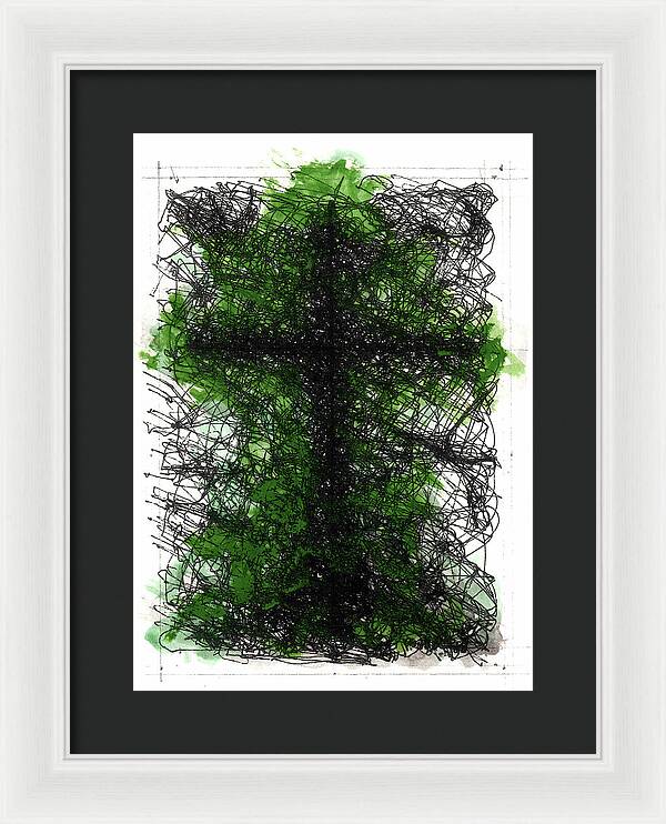Chaos Order Cross 02 - Joyful Green - Framed Print