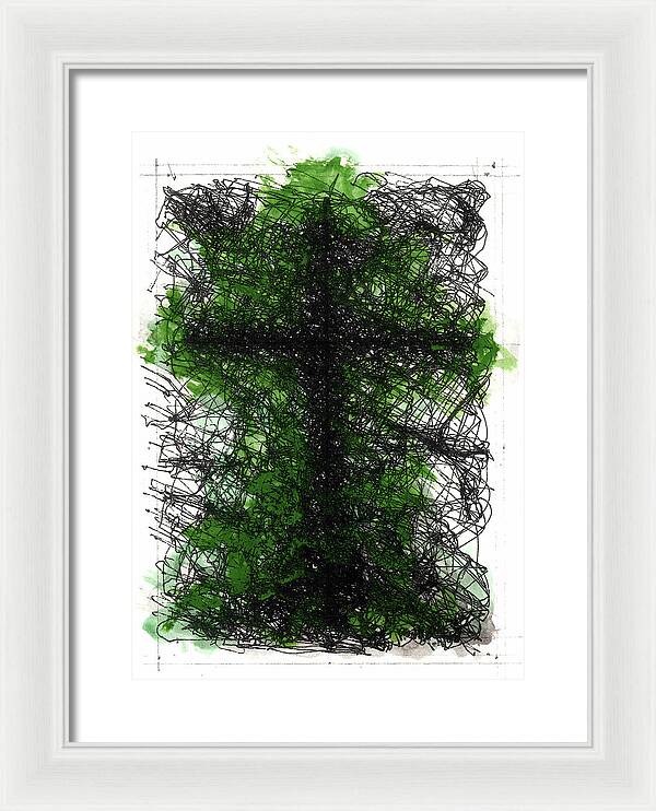 Chaos Order Cross 02 - Joyful Green - Framed Print