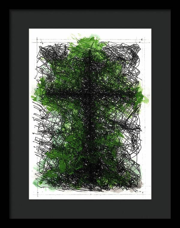 Chaos Order Cross 02 - Joyful Green - Framed Print