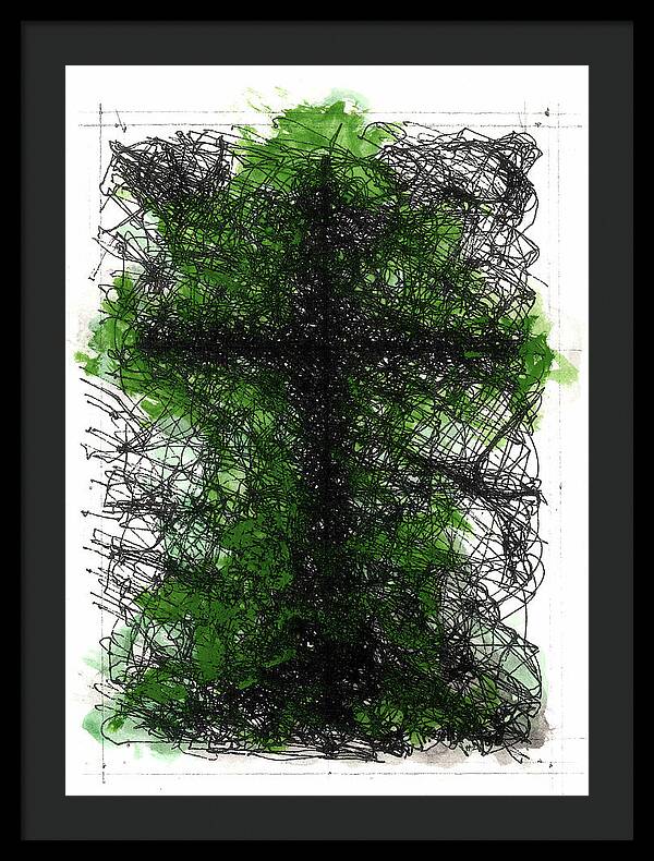 Chaos Order Cross 02 - Joyful Green - Framed Print