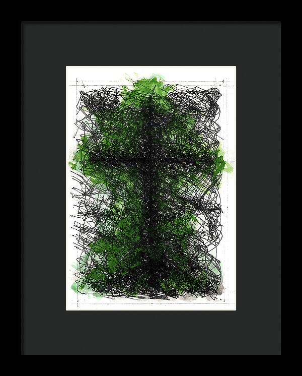 Chaos Order Cross 02 - Joyful Green - Framed Print