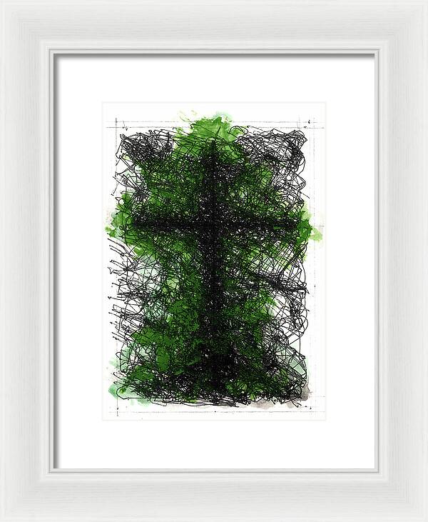 Chaos Order Cross 02 - Joyful Green - Framed Print