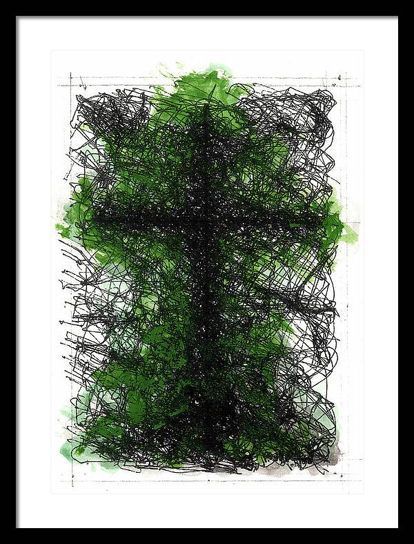 Chaos Order Cross 02 - Joyful Green - Framed Print