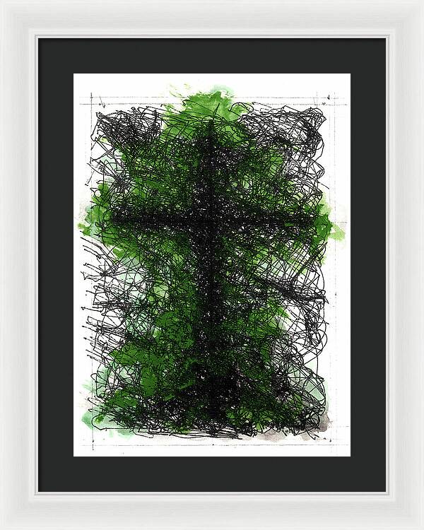 Chaos Order Cross 02 - Joyful Green - Framed Print
