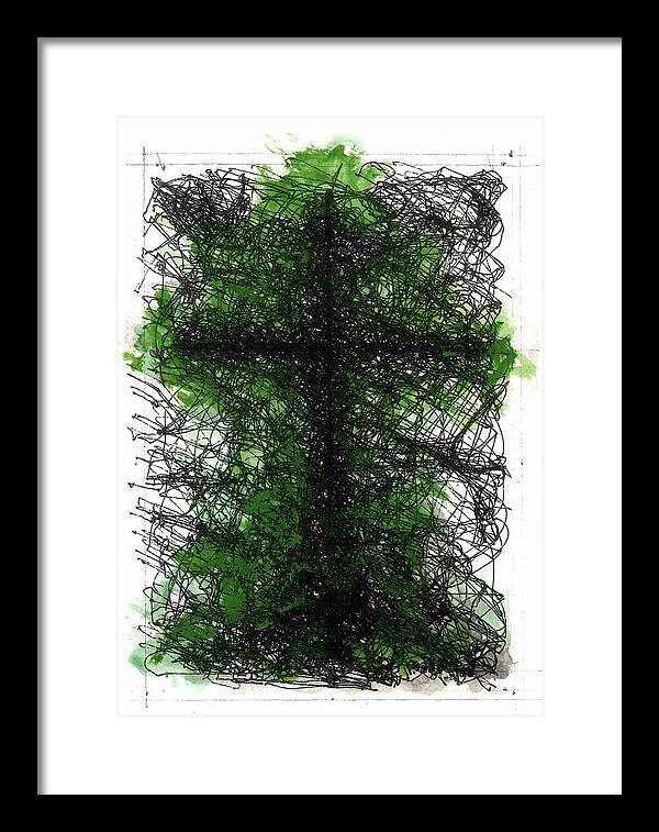 Chaos Order Cross 02 - Joyful Green - Framed Print