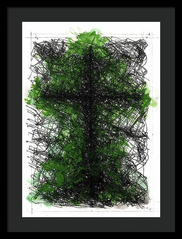 Chaos Order Cross 02 - Joyful Green - Framed Print