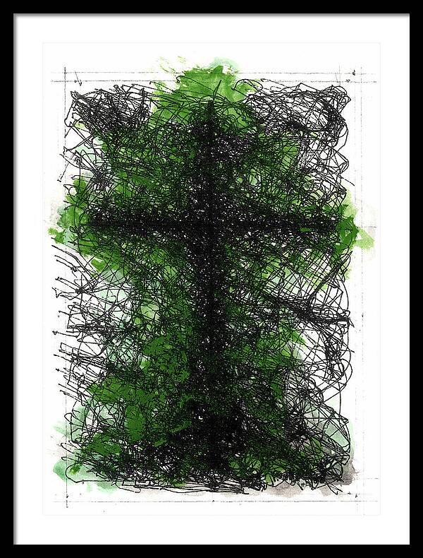 Chaos Order Cross 02 - Joyful Green - Framed Print