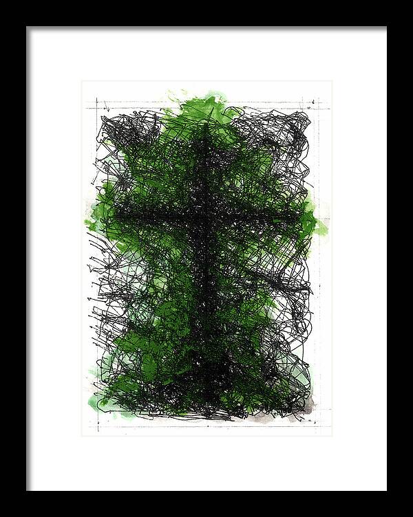 Chaos Order Cross 02 - Joyful Green - Framed Print