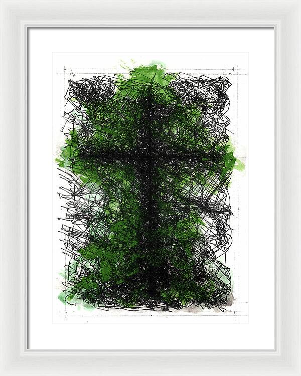 Chaos Order Cross 02 - Joyful Green - Framed Print