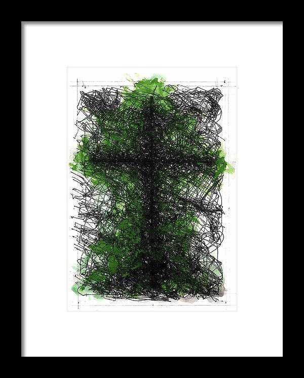 Chaos Order Cross 02 - Joyful Green - Framed Print