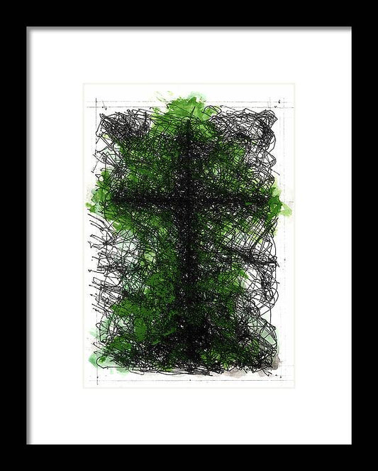 Chaos Order Cross 02 - Joyful Green - Framed Print