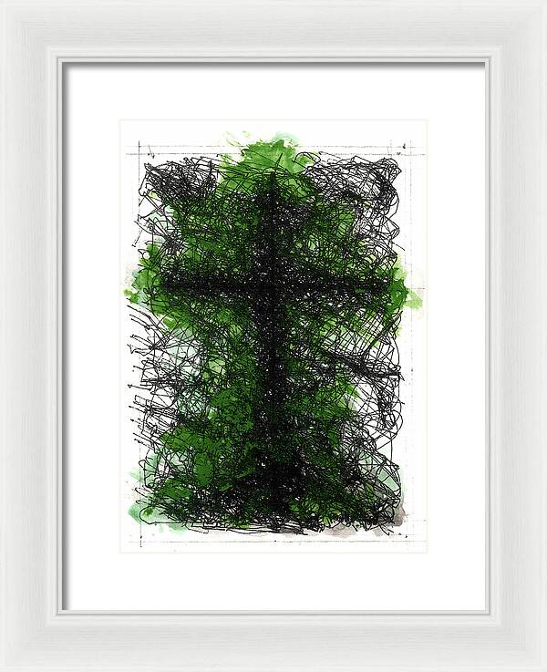 Chaos Order Cross 02 - Joyful Green - Framed Print