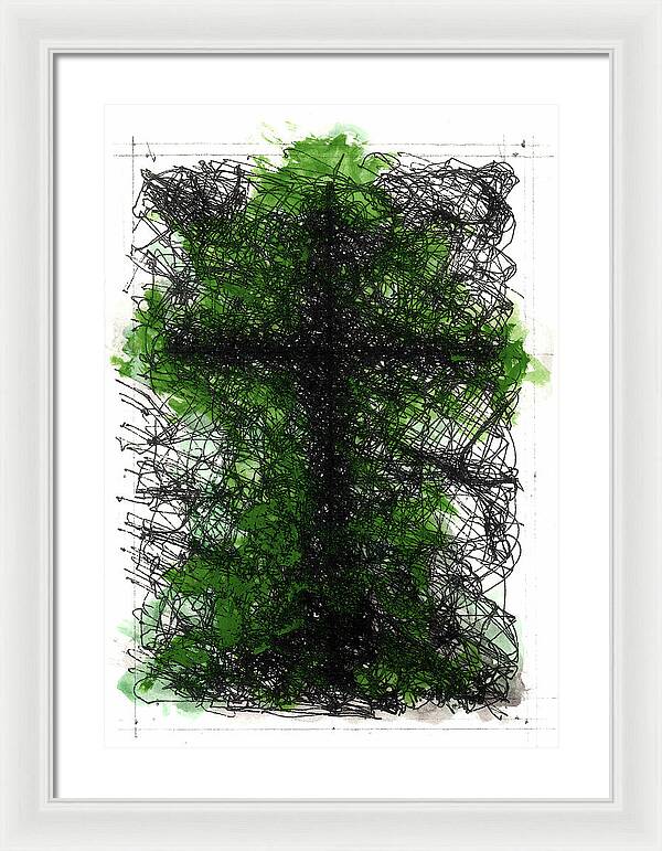 Chaos Order Cross 02 - Joyful Green - Framed Print