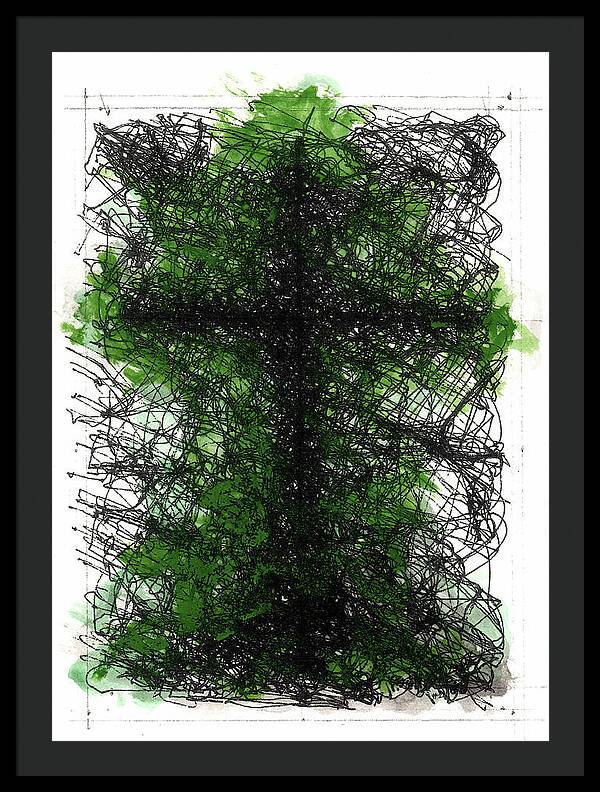 Chaos Order Cross 02 - Joyful Green - Framed Print
