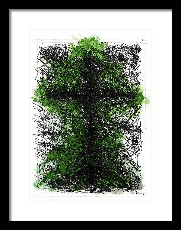 Chaos Order Cross 02 - Joyful Green - Framed Print