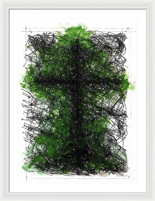 Chaos Order Cross 02 - Joyful Green - Framed Print