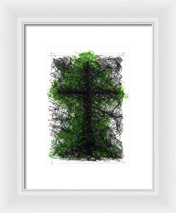 Chaos Order Cross 02 - Joyful Green - Framed Print