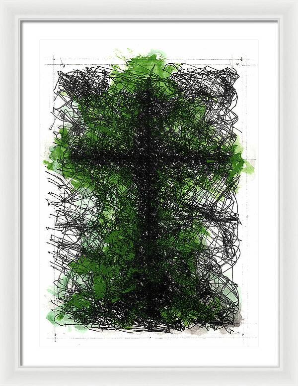 Chaos Order Cross 02 - Joyful Green - Framed Print