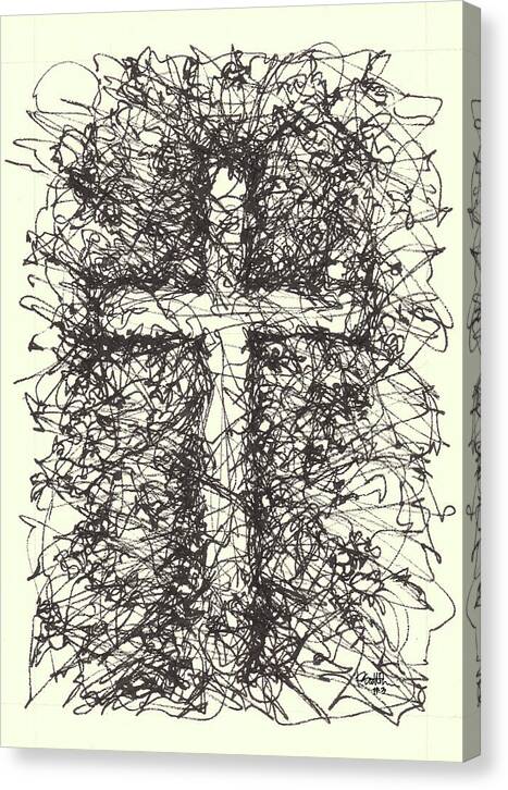 Chaos Order Cross 03 - Black and White - Canvas Print