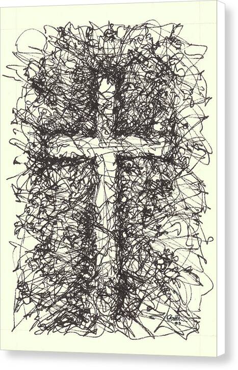 Chaos Order Cross 03 - Black and White - Canvas Print