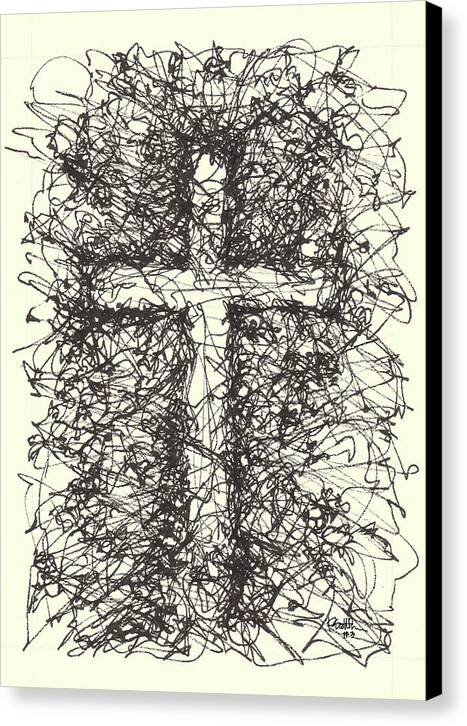 Chaos Order Cross 03 - Black and White - Canvas Print