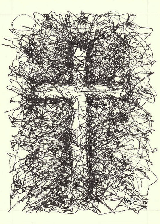 Chaos Order Cross 03 - Black and White - Art Print