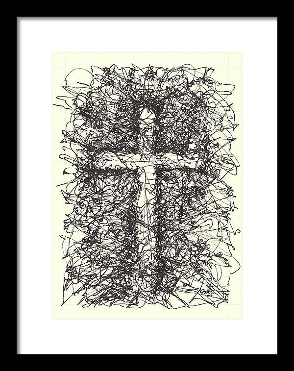 Chaos Order Cross 03 - Black and White - Framed Print