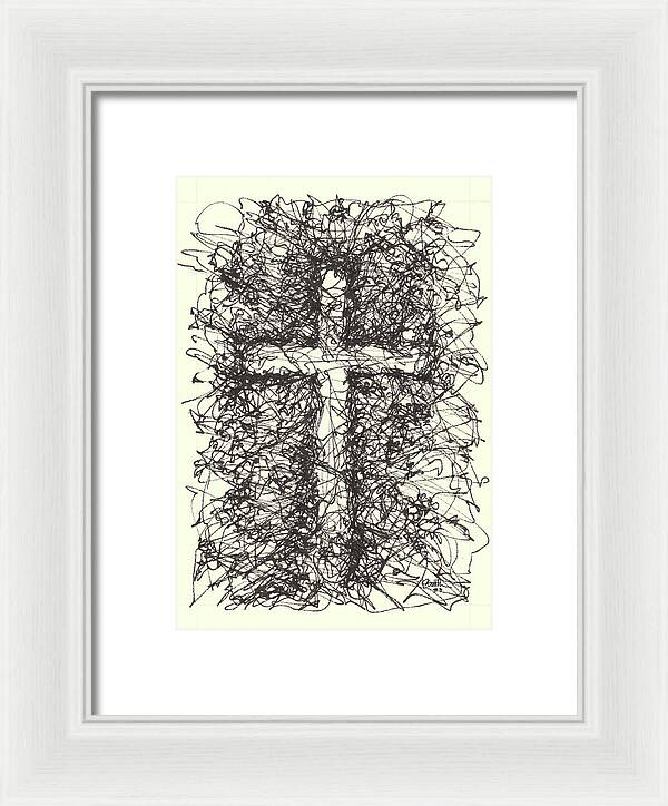 Chaos Order Cross 03 - Black and White - Framed Print