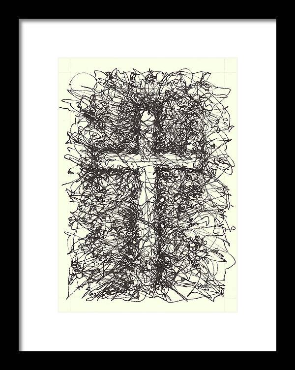 Chaos Order Cross 03 - Black and White - Framed Print