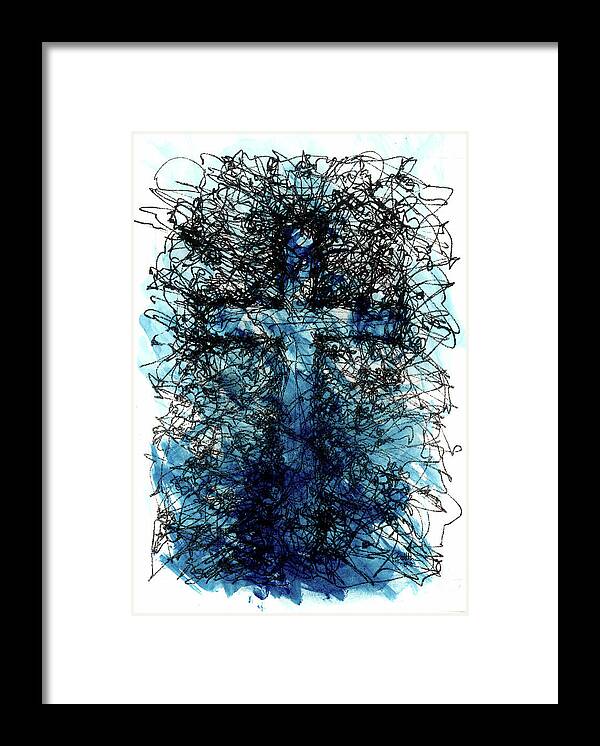 Chaos Order Cross 03 - Glorious Blue - Framed Print