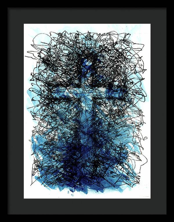 Chaos Order Cross 03 - Glorious Blue - Framed Print
