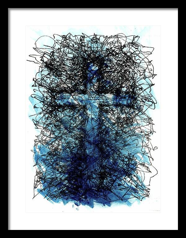 Chaos Order Cross 03 - Glorious Blue - Framed Print