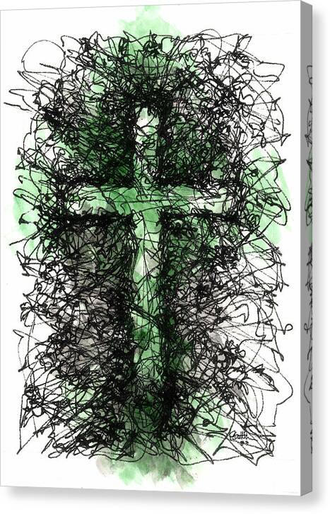 Chaos Order Cross 03 - Joyful Green - Canvas Print