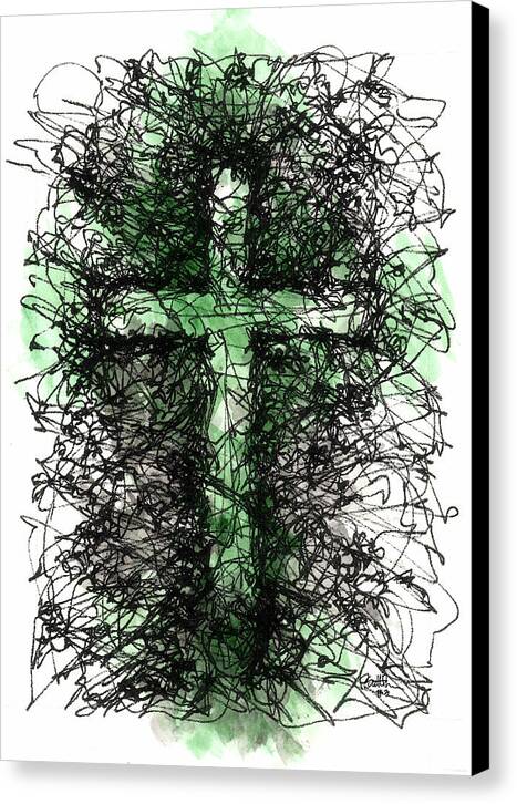 Chaos Order Cross 03 - Joyful Green - Canvas Print
