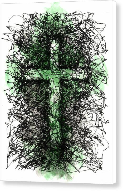 Chaos Order Cross 03 - Joyful Green - Canvas Print