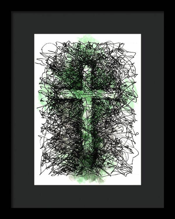 Chaos Order Cross 03 - Joyful Green - Framed Print